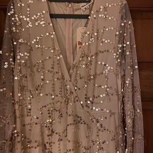 Ivory Sequined Formal Dress